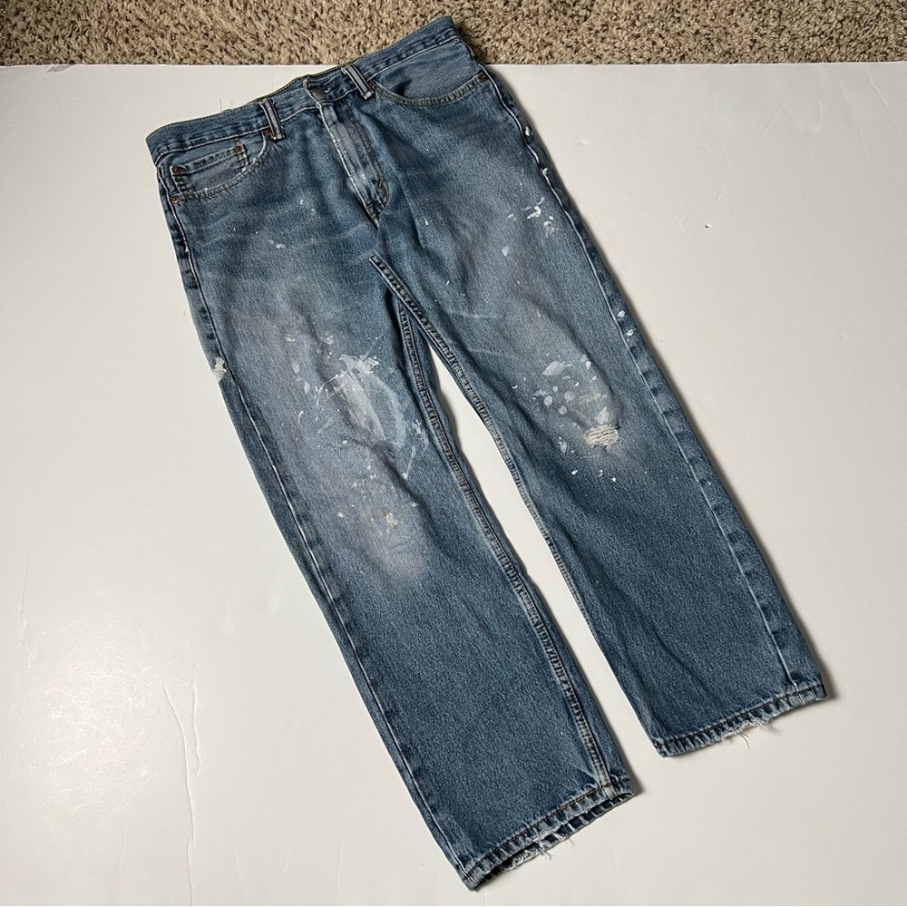020 - VINTAGE 00s LEVIS STRAUS 505s PAINT SPLATTER 32 x 26 DENIM PANTS JEANS